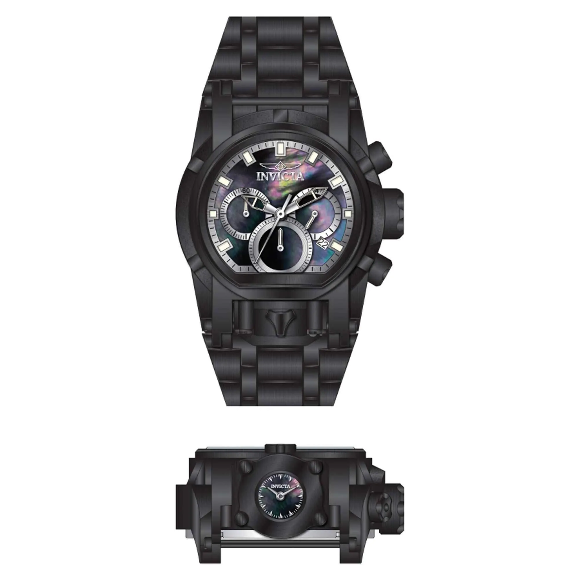 Invicta Women's Watch - Bolt Zeus Magnum Quartz MOP Dial Black Bracelet | 40590