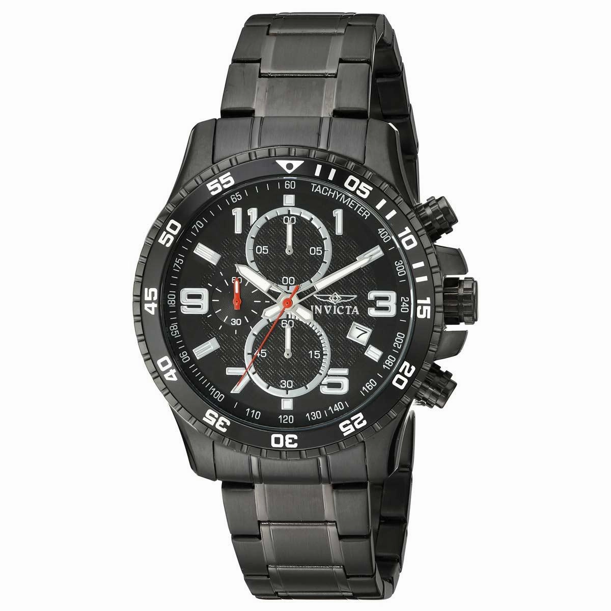 Invicta Men's Chronograph Watch - Specialty Quartz Black Dial Steel Bracelet | 14880