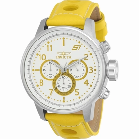 Invicta Men's Watch - S1 Rally Quartz Chrono White Dial Yellow Leather Strap | 24081