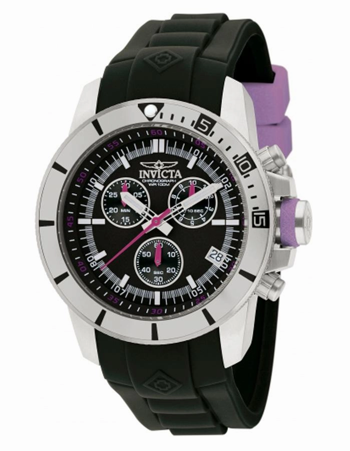 INVICTA Mens Pro-Diver Chronograph Watch - Stainless Steel - Black Dial - Date