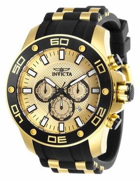 INVICTA Pro Diver Mens Watch - Gold-Tone - Chronograph - Silicone - Date