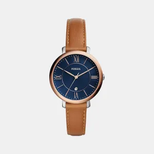 Jacqueline Women Quartz Blue Dial Analog Leather Watch ES4274