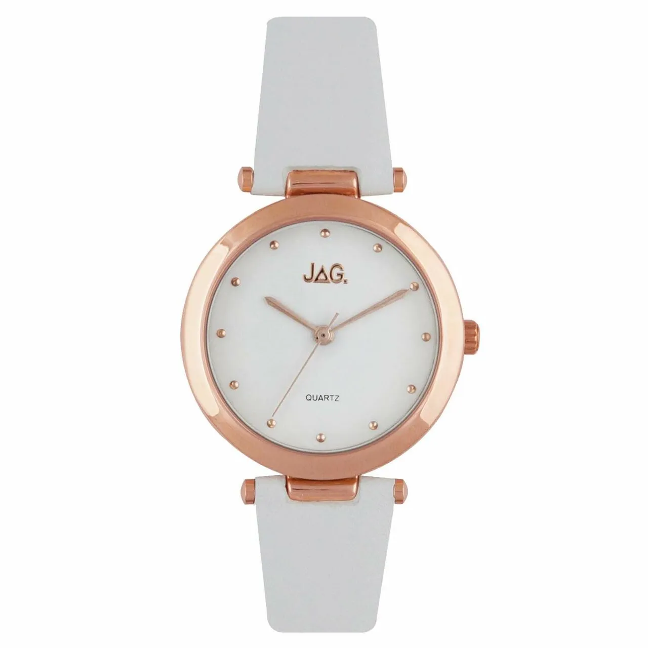 Jag Isla White Dial White Strap Womens Watch