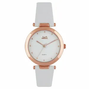 Jag Isla White Dial White Strap Womens Watch