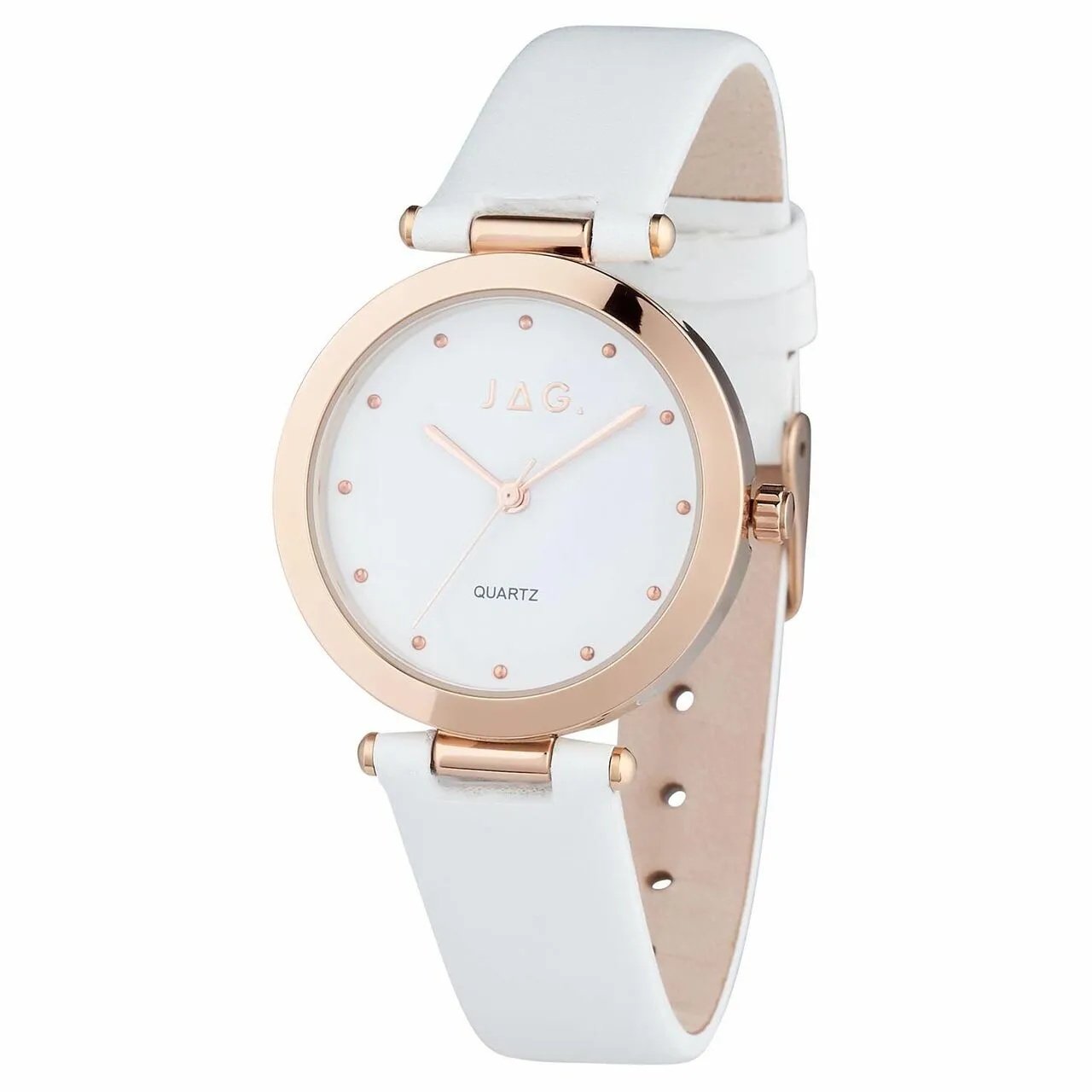 Jag Isla White Dial White Strap Womens Watch