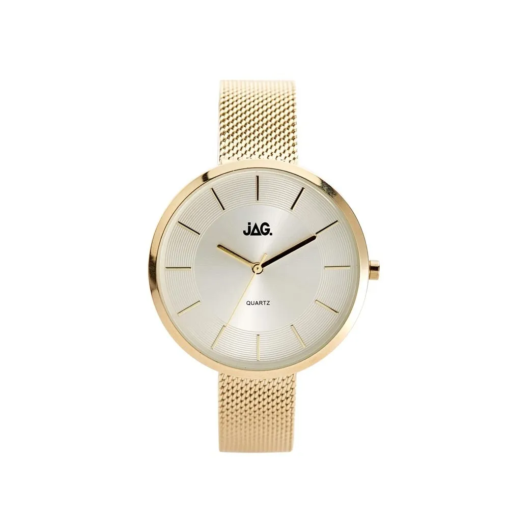 Jag Leah Silver Dial And Yellow Gold Plated Bracelet Womens Watch
