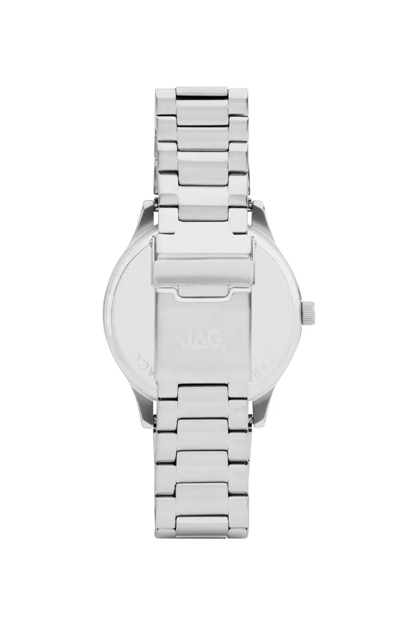 Jag Malcom Black Dial Silver Clear Bracelet Mens Watch