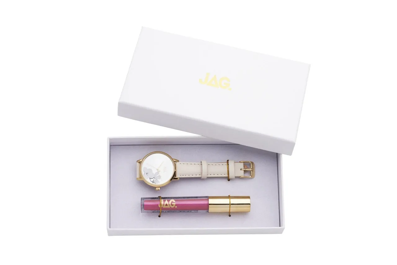 Jag Mia White Floral Leather Womens Watch