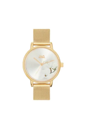 Jag Mia White Floral Stainless Steel Womens Watch
