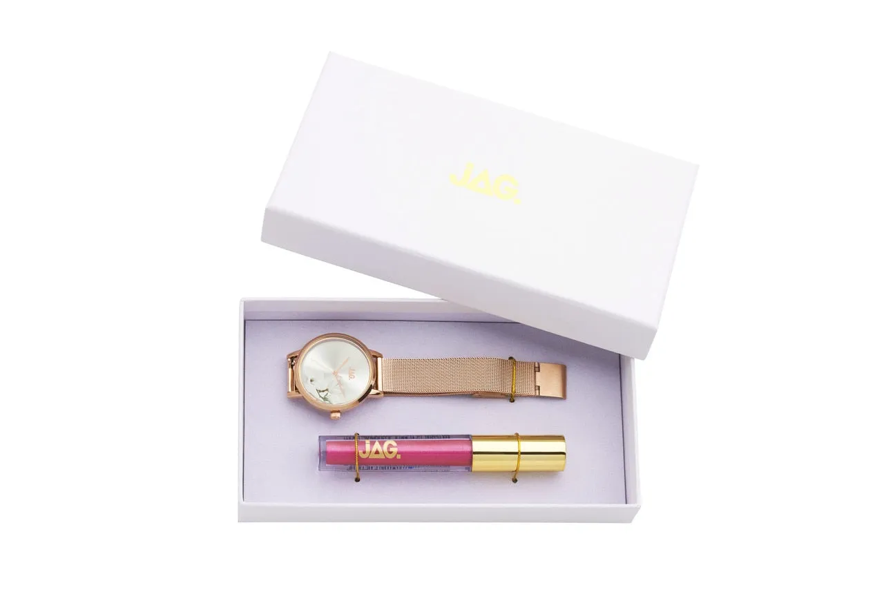 Jag Miafloral Rose Gold Mesh Womens Watch