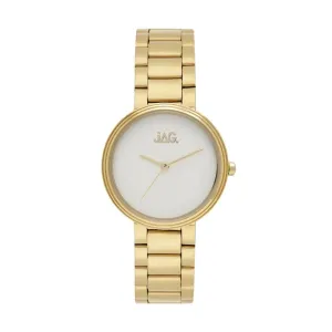 Jag Natalie White Matt Dial Gold Plated Womens Watch