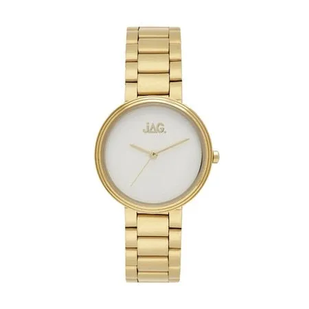 Jag Natalie White Matt Dial Gold Plated Womens Watch