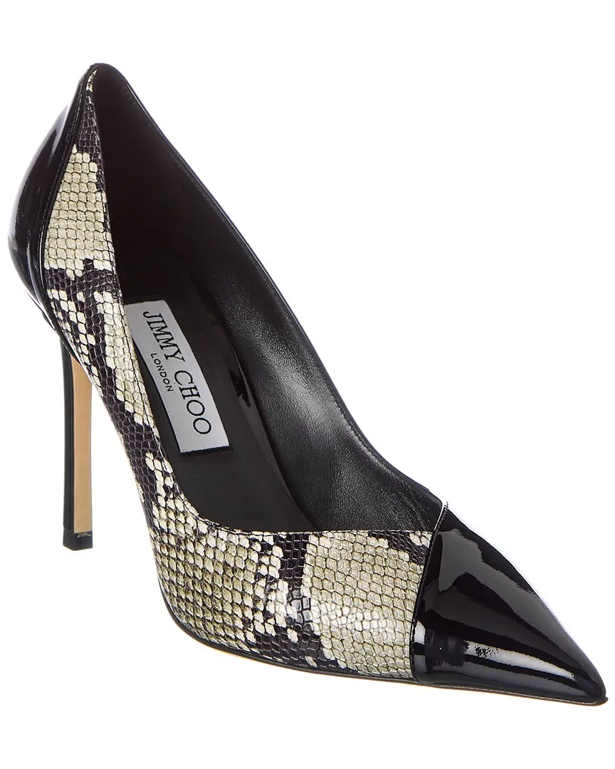 Jimmy Choo Cass 95 Snake-Embossed Leather & Patent Pump Shoes_Jimmy-Choo
