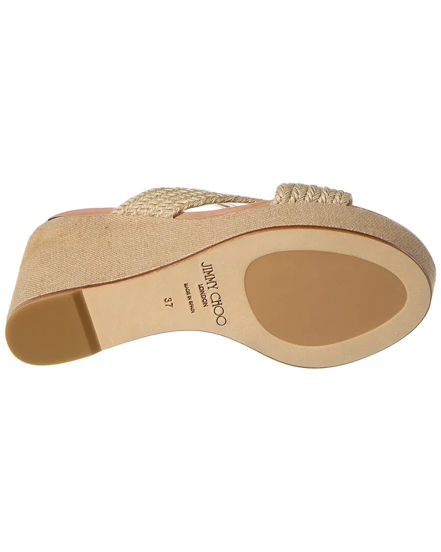 Jimmy Choo Dovina 100 Jute & Linen Wedge Sandal Shoes_Jimmy-Choo