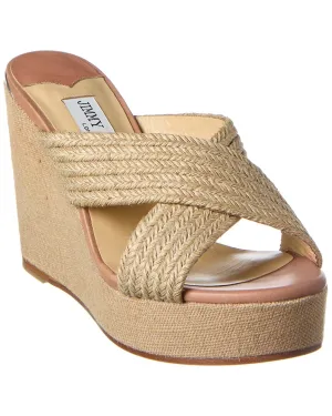 Jimmy Choo Dovina 100 Jute & Linen Wedge Sandal Shoes_Jimmy-Choo