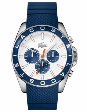 Lacoste Westport Mens Chronograph - Blue & White Dial - Rubber Strap - 50m