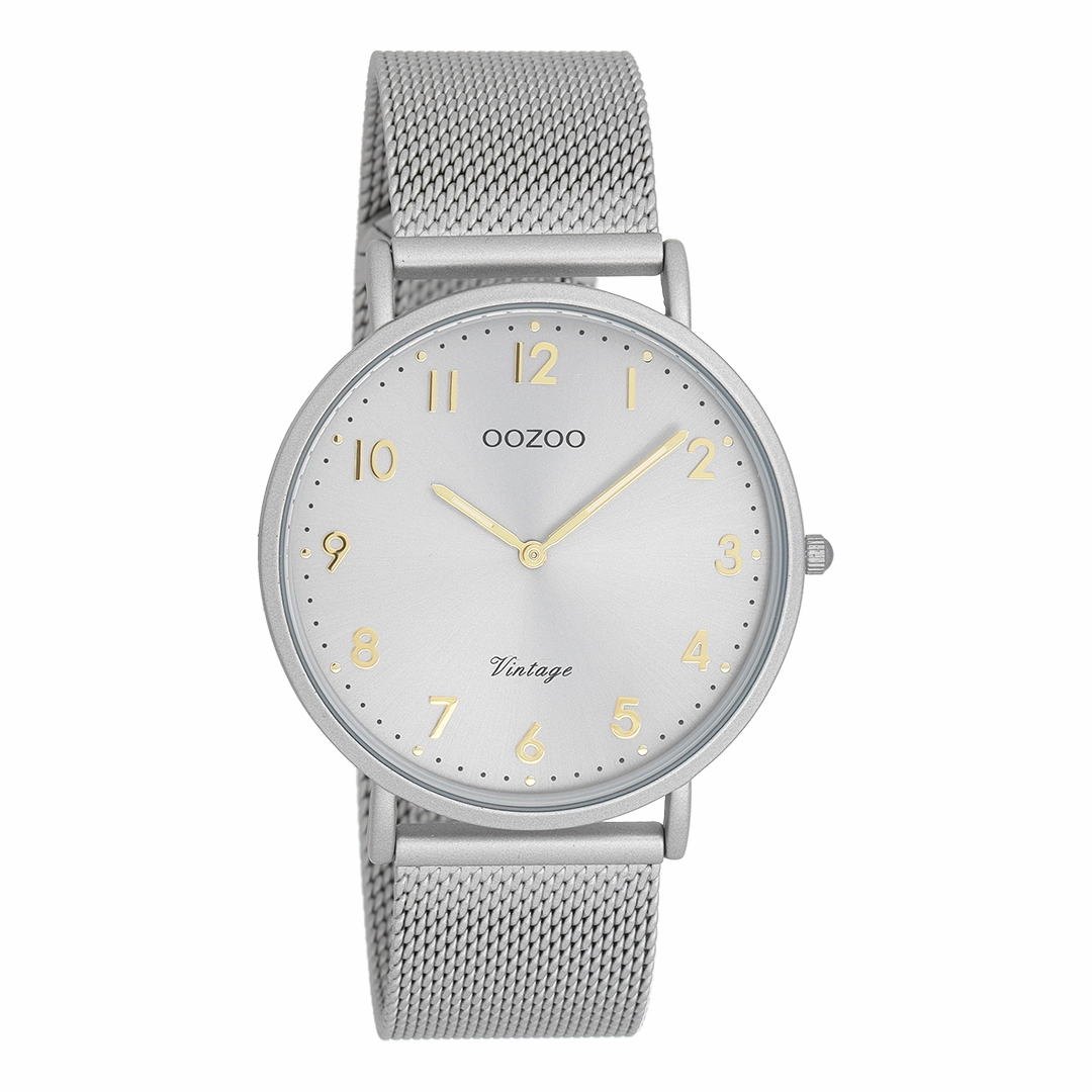 Light grey OOZOO watch with metal mesh bracelet - C20379