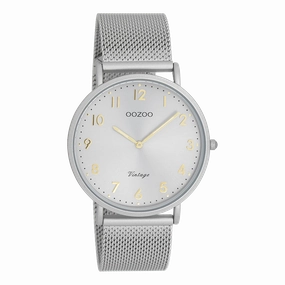Light grey OOZOO watch with metal mesh bracelet - C20379