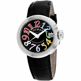 Locman Women's Watch - Tuttotondo Steel Case Black Dial Leather Strap | 340BKMULBK