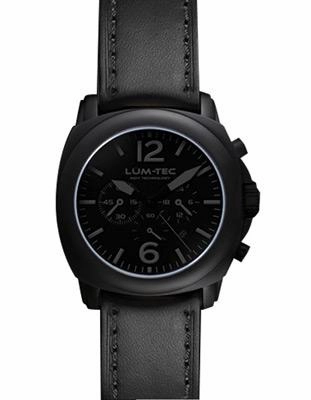 Lum-Tec Mens M-Series Quartz Chrono - Matte Black Dial Phantom Tinted - 40mm