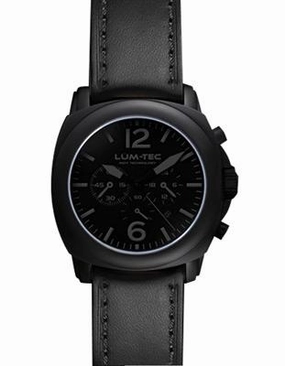 Lum-Tec Mens M-Series Quartz Chrono - Matte Black Dial Phantom Tinted - 40mm