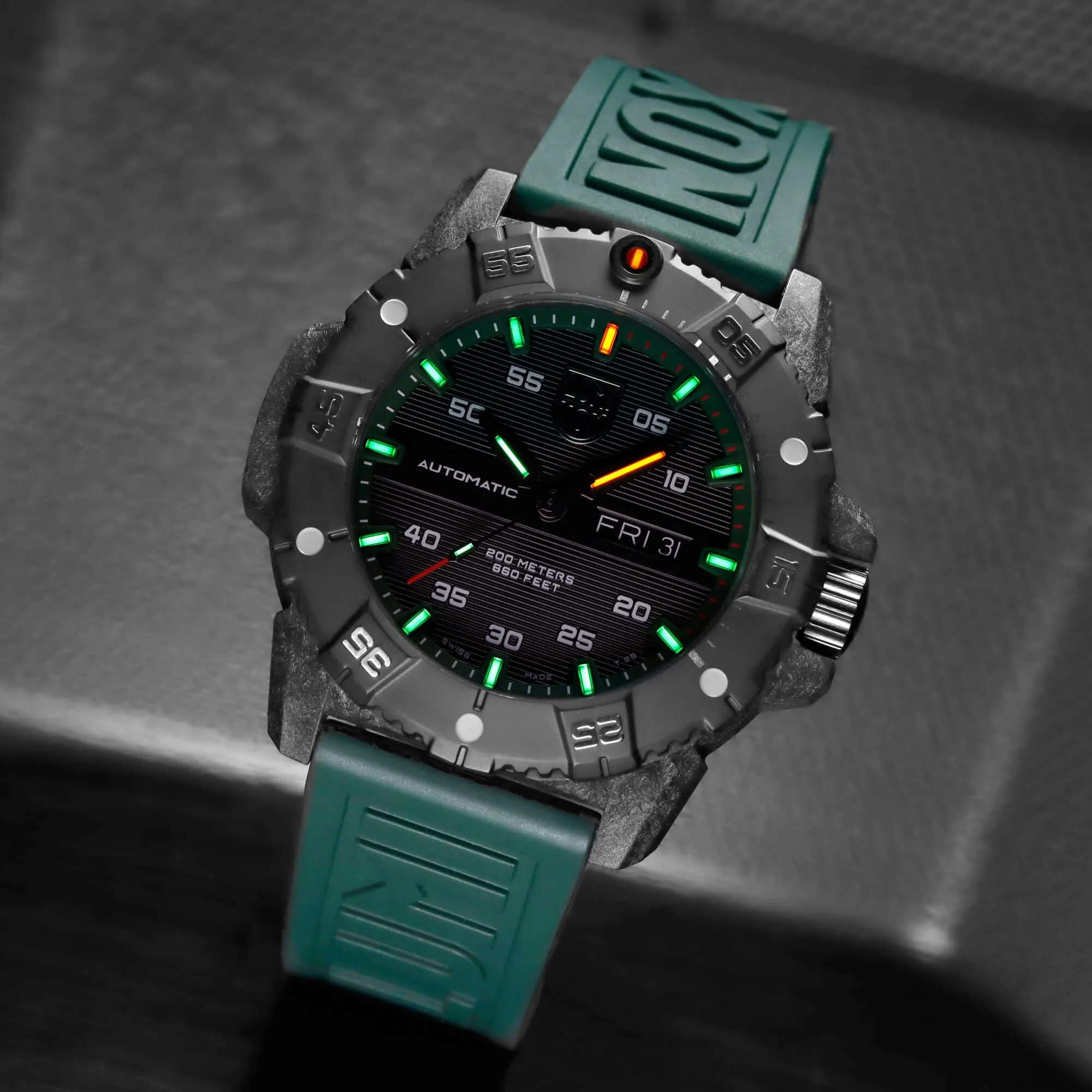 Luminox Men's Watch - Master Carbon Seal Automatic Black Dial Green Strap | XS.3877