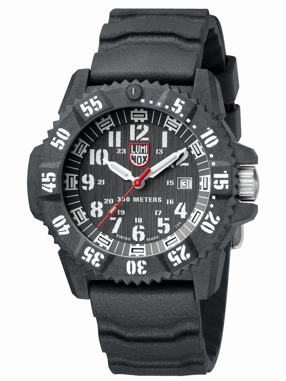 Luminox MASTER CARBON SEAL 3801 Series Mens Black Rubber Watch XS.3801.L
