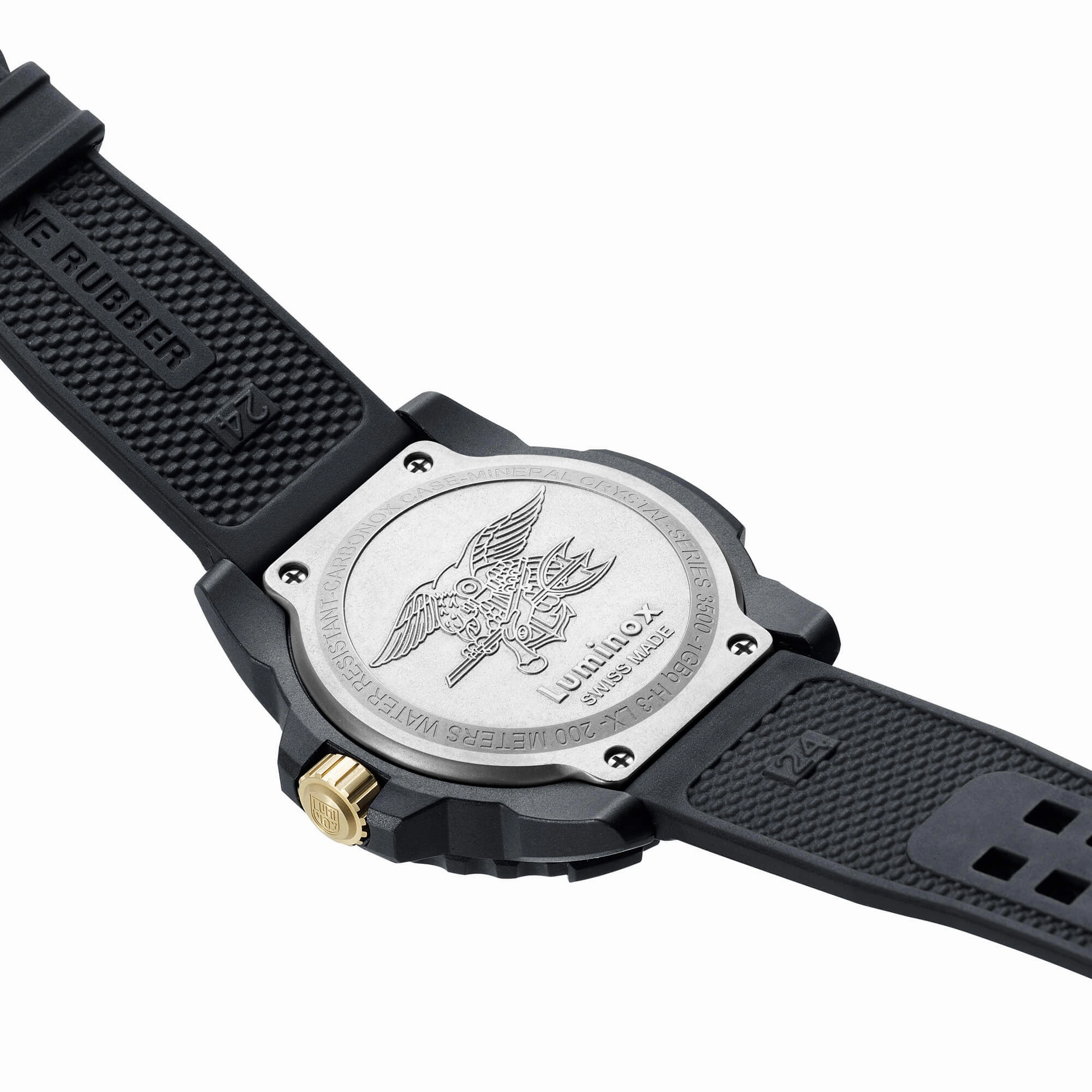 Luminox Men's Quartz Watch - Navy Seal Black Dial Rubber Strap | 3508.Gold