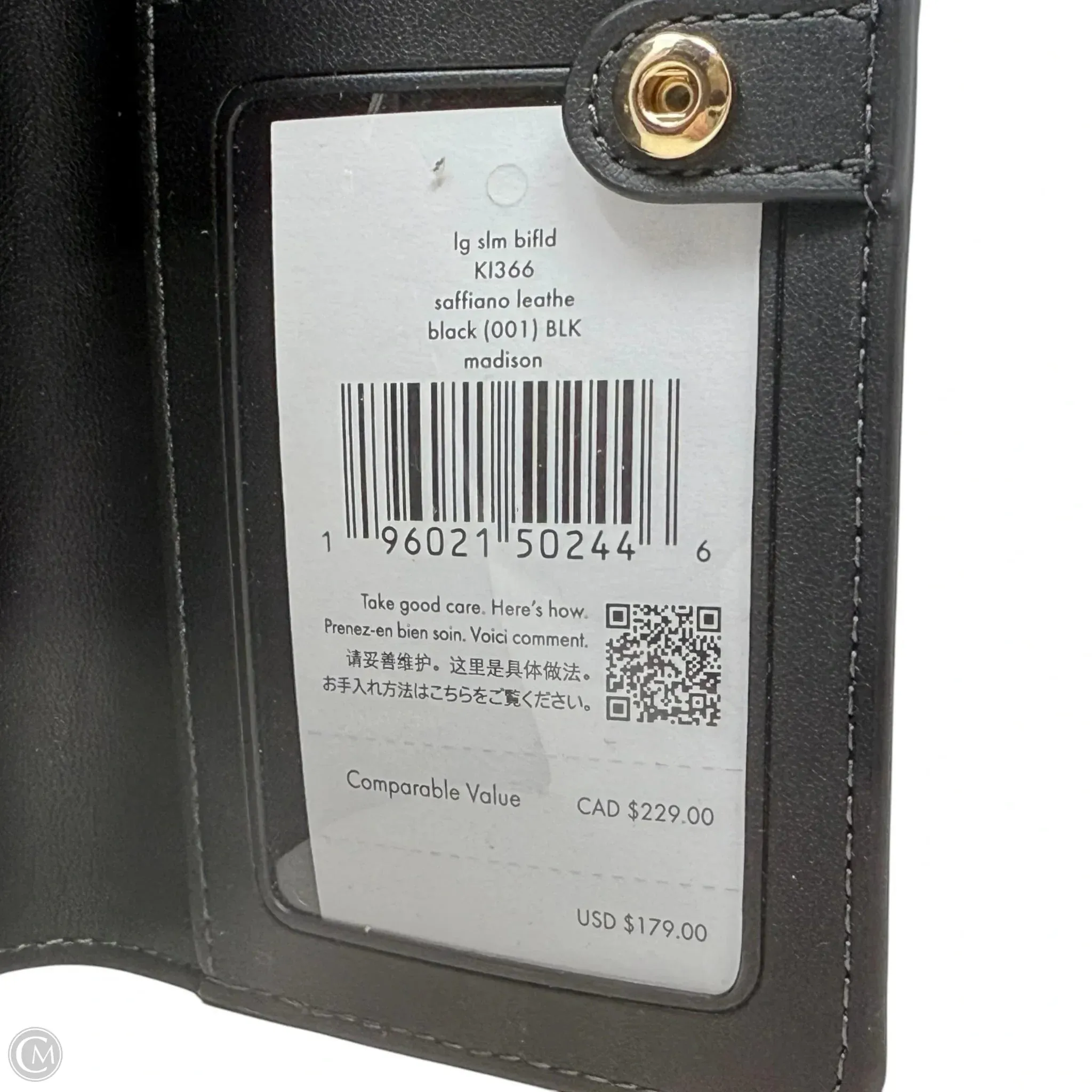 Madison Slim Bifold Wallet Designer By Kate Spade In Black Saffiano Leather, Size: Large kate spade