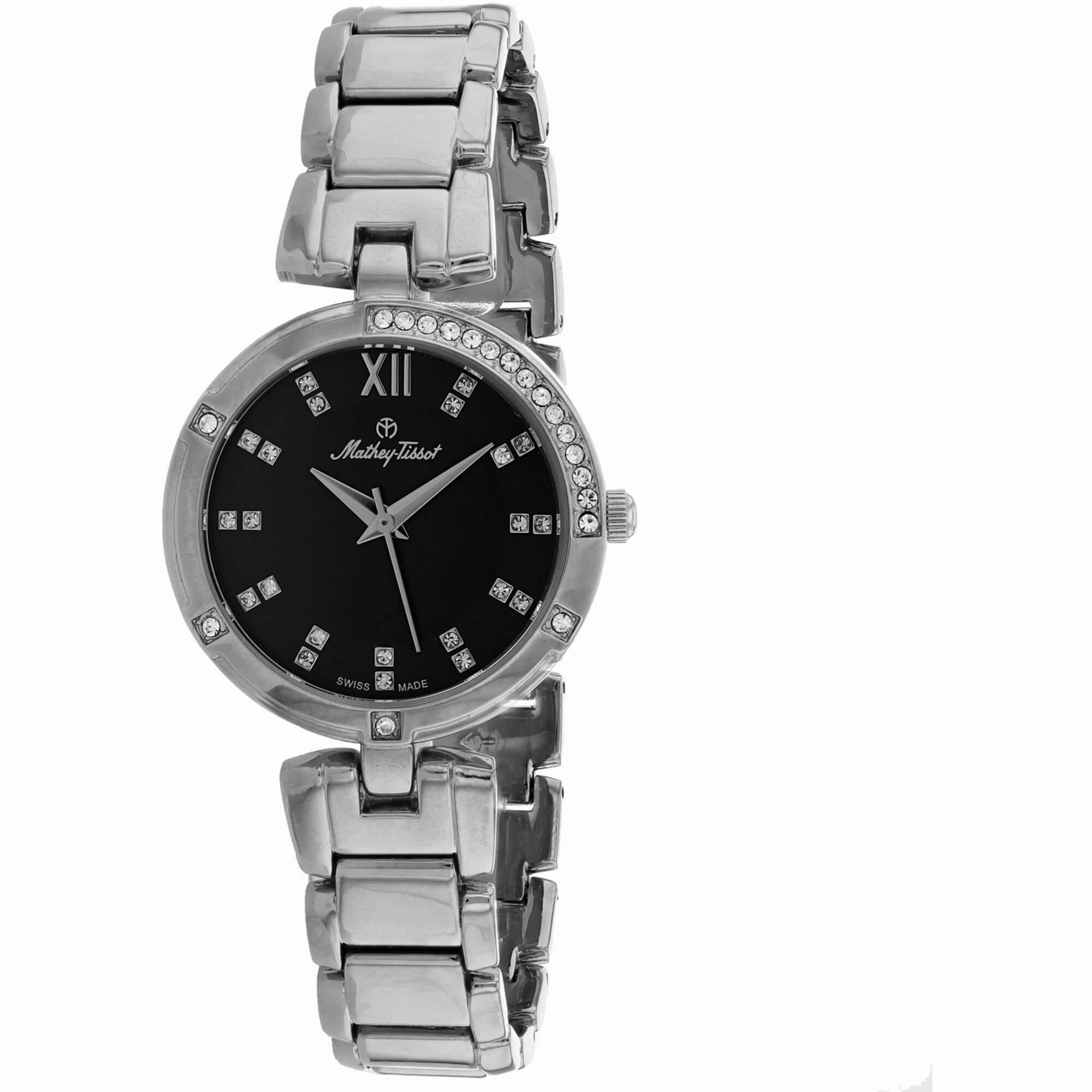 Mathey Tissot Women's Watch - Classic Black Dial Stainless Steel Bracelet | D2583AN