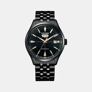 Men Automatic Black Dial Analog Stainless Steel Watch NH8395-77E