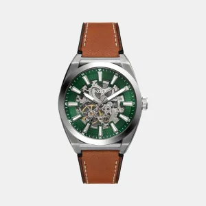 Men Automatic Green Dial Analog Leather Watch ME3261