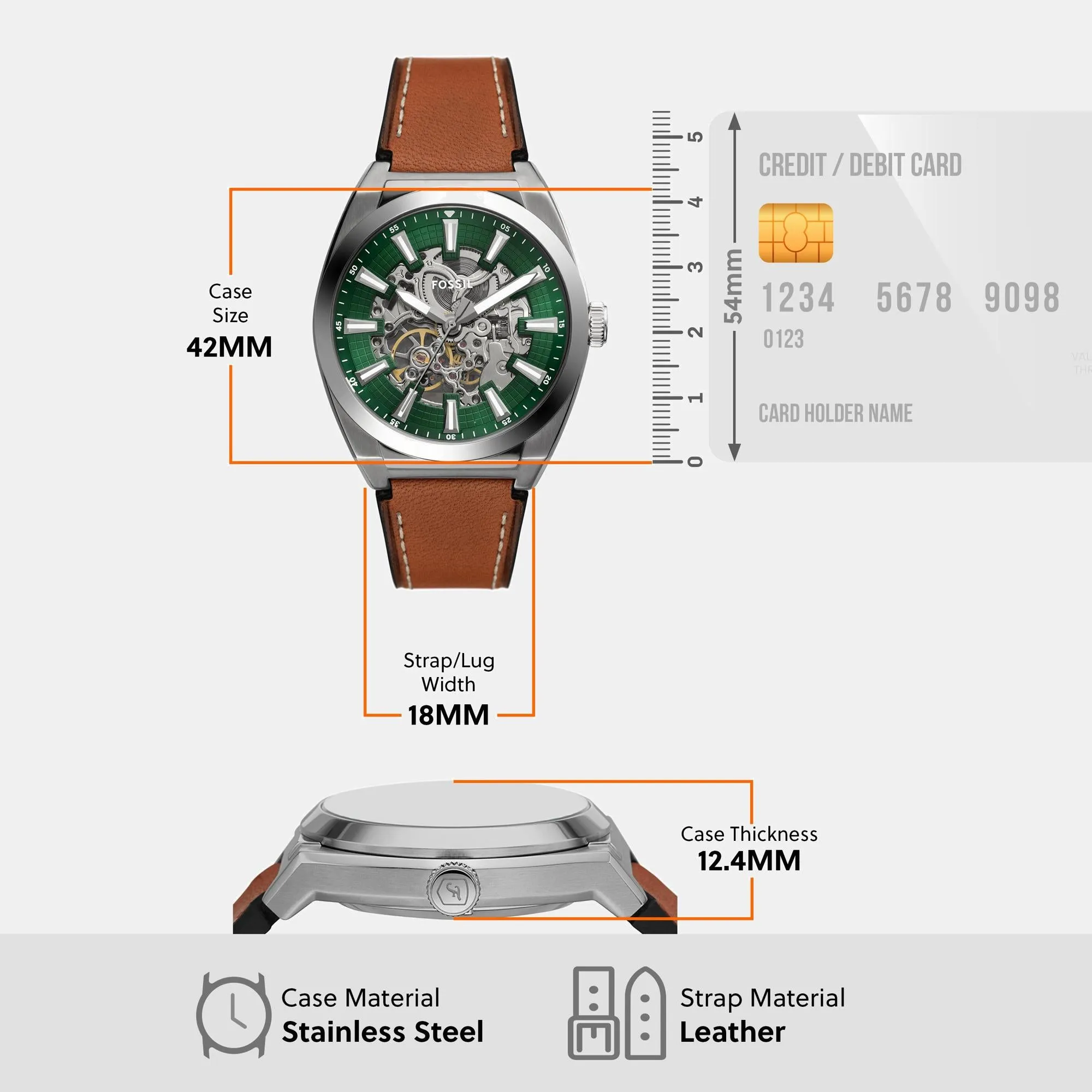 Men Automatic Green Dial Analog Leather Watch ME3261