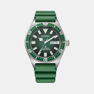 Men Automatic Green Dial Analog Stainless Steel Watch NY0121-09X