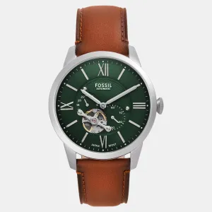 Men Automatic Green Dial Multi-Function Leather Watch ME3265