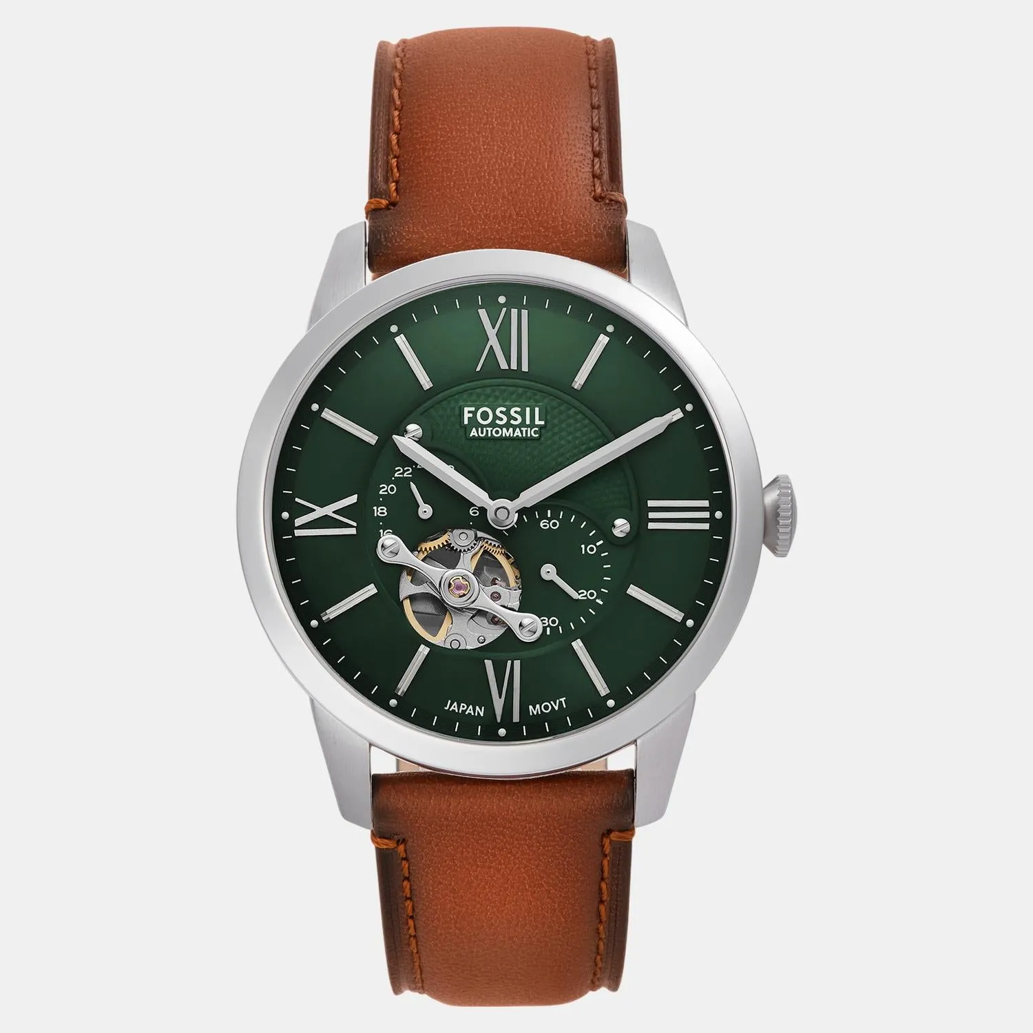 Men Automatic Green Dial Multi-Function Leather Watch ME3265