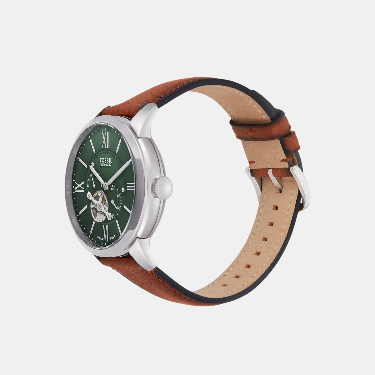 Men Automatic Green Dial Multi-Function Leather Watch ME3265