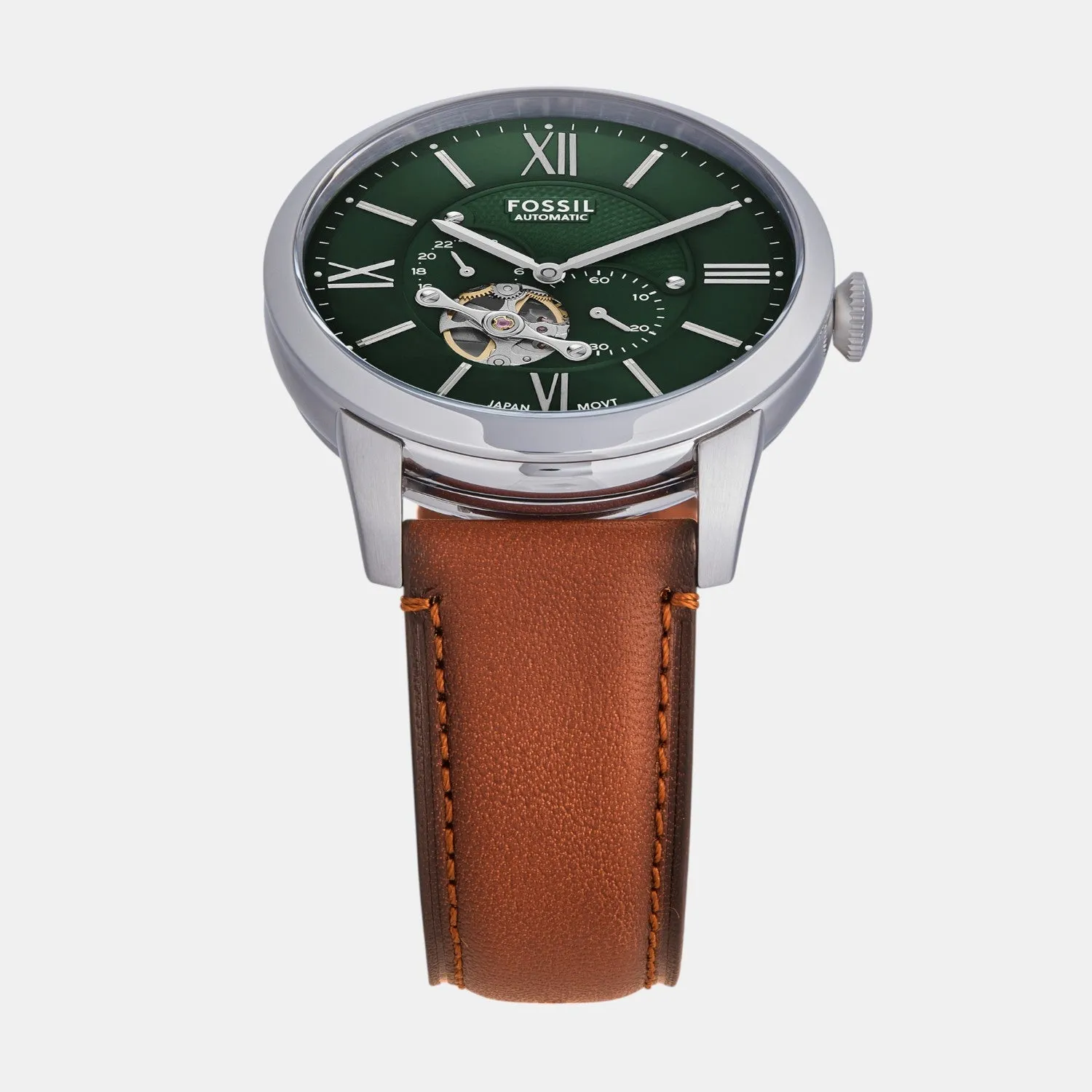 Men Automatic Green Dial Multi-Function Leather Watch ME3265