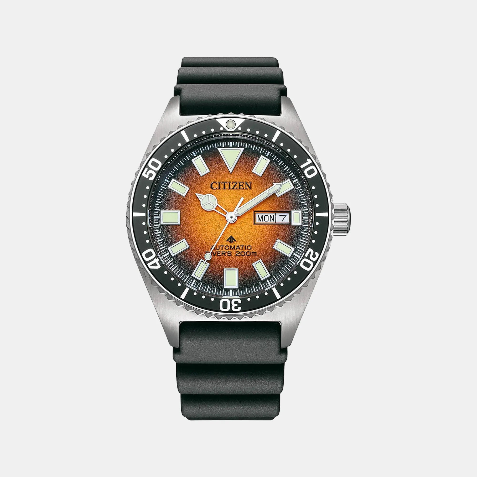 Men Automatic Orange Dial Analog Stainless Steel Watch NY0120-01Z