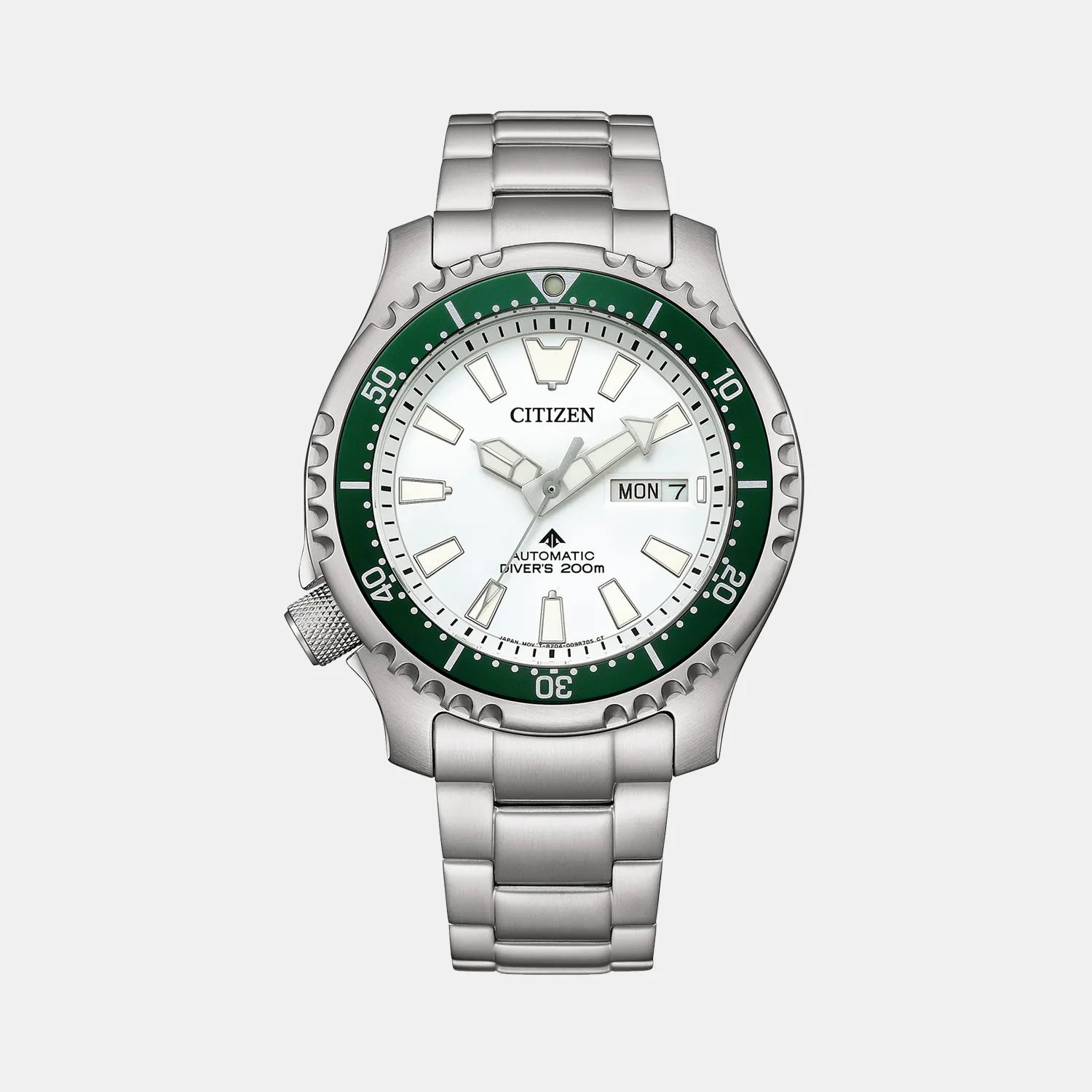 Men Automatic White Dial Analog Stainless Steel Watch NY0168-64A