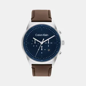 Men Blue Chronograph Leather Watch 25200300