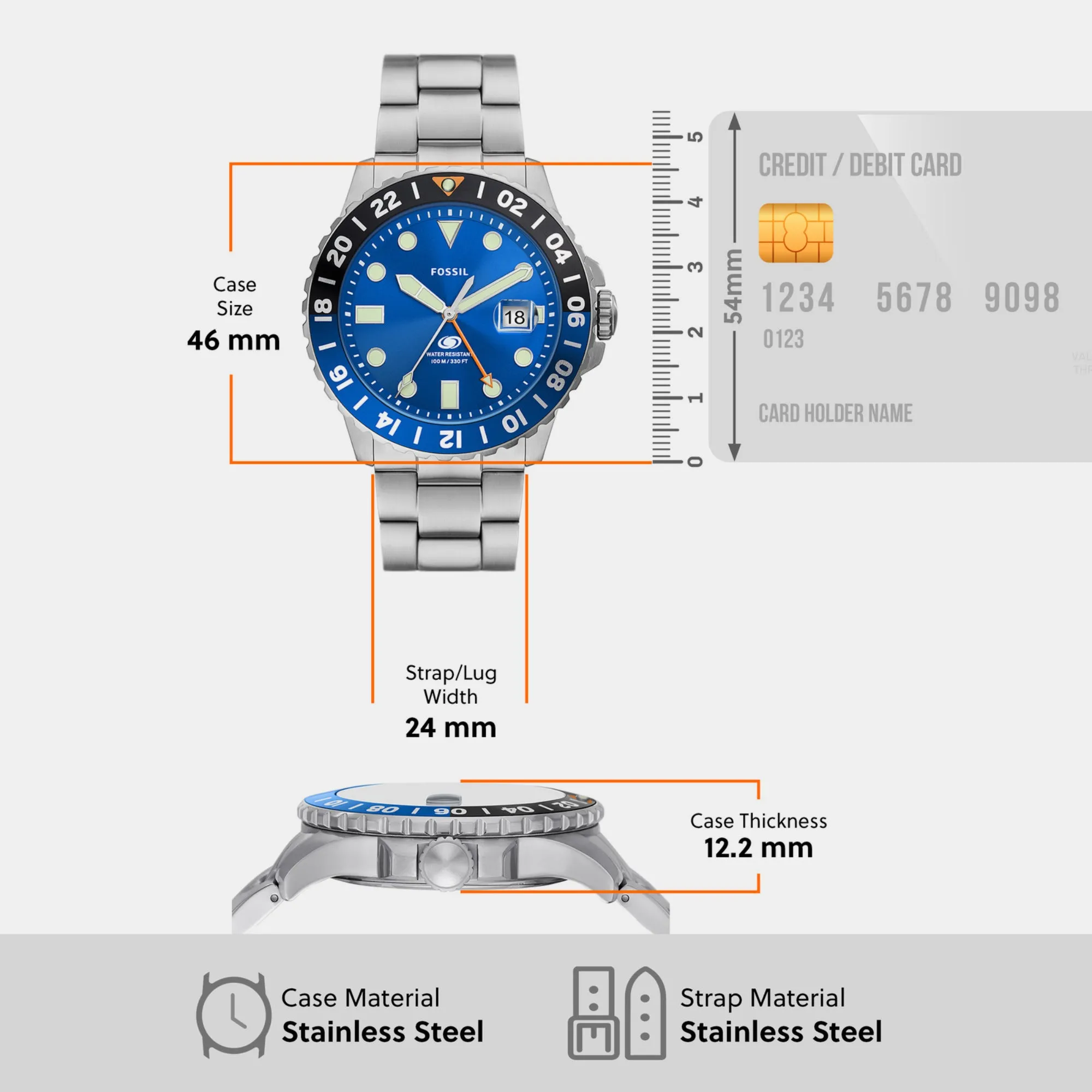 Men Blue GMT Blue Dial Analog Stainless Steel Watch FS5991