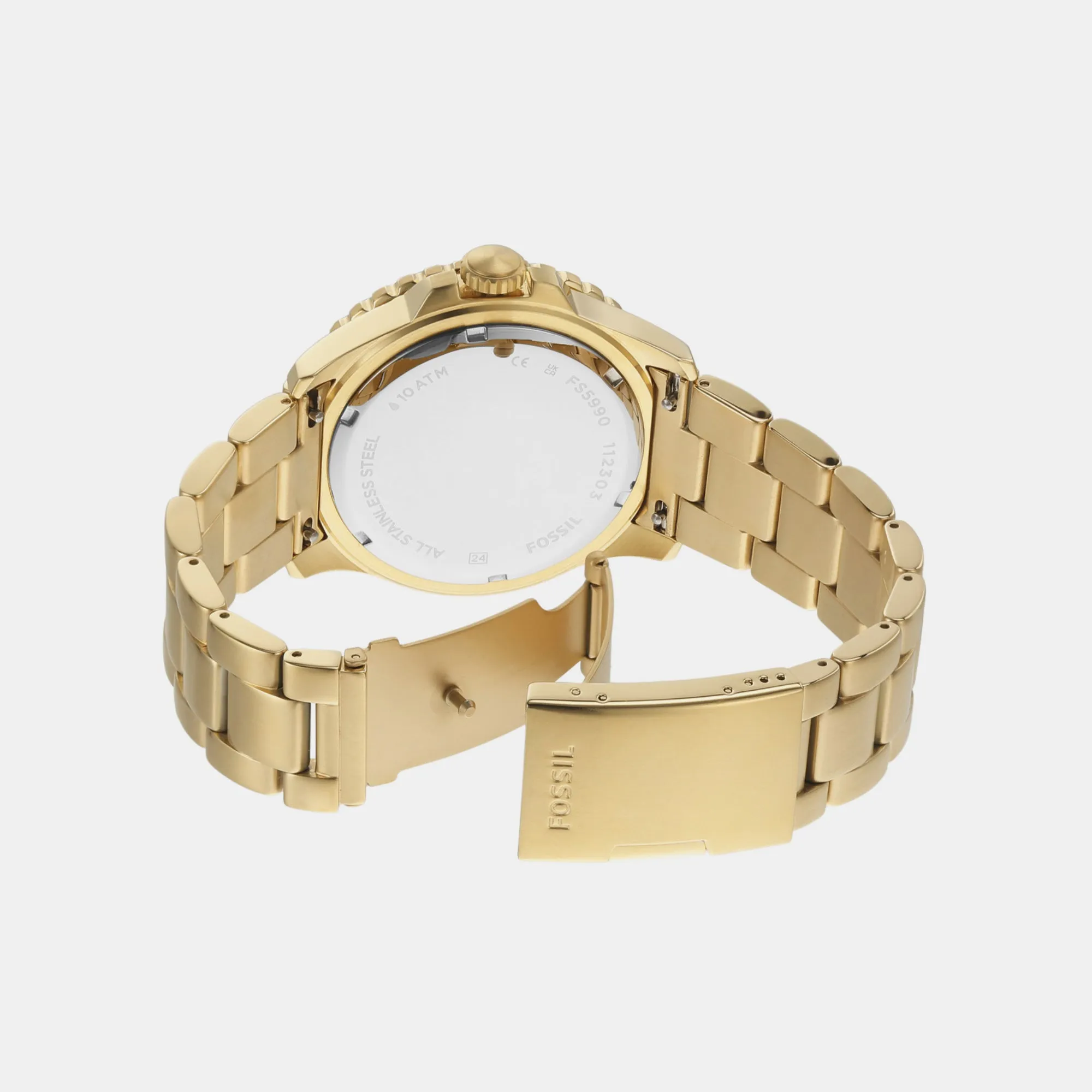 Men Blue GMT Gold Dial Analog Stainless Steel Watch FS5990