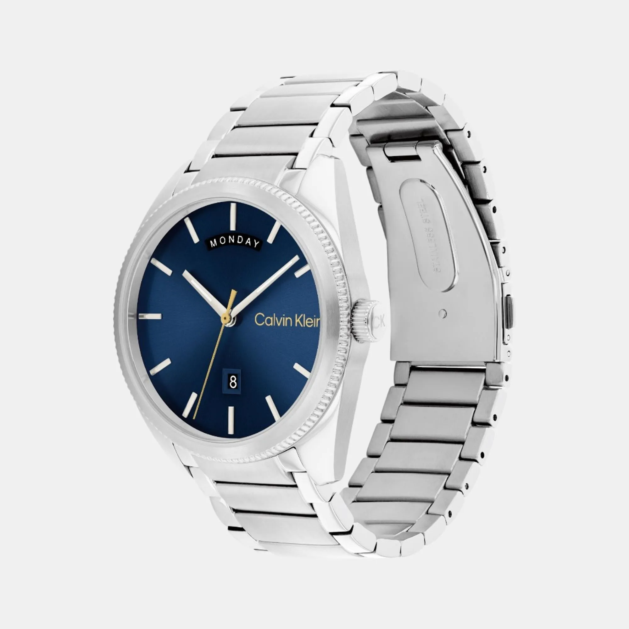 Men Quartz Analog Blue Dial Stainless Steel Watch 25200446