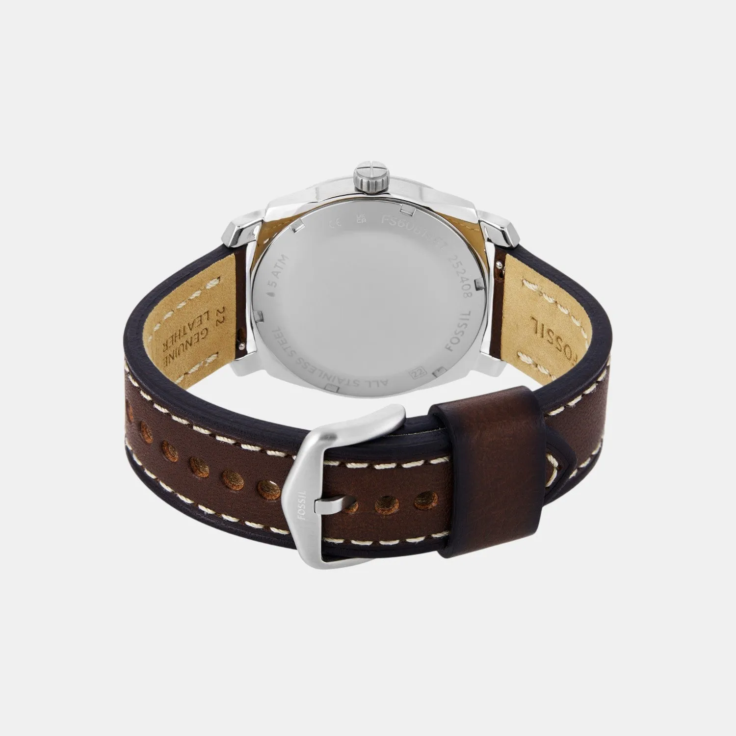 Men Quartz Black Dial Analog Leather Watch FS6081SET