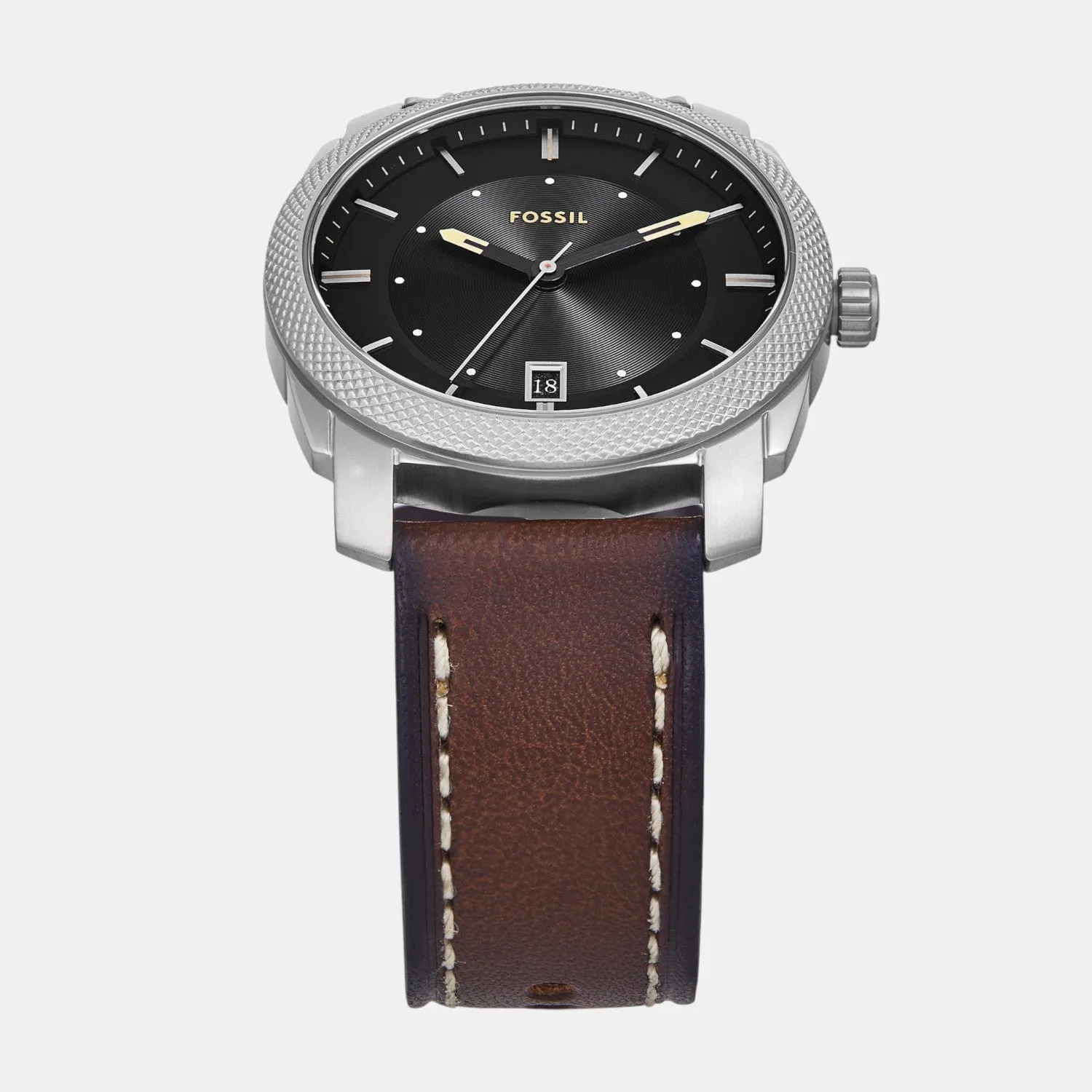 Men Quartz Black Dial Analog Leather Watch FS6081SET