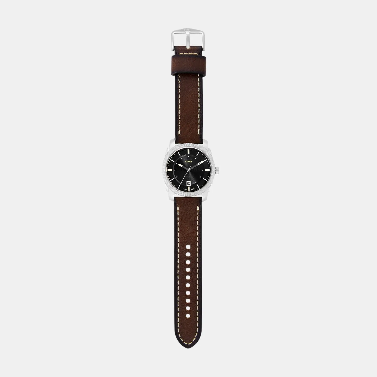 Men Quartz Black Dial Analog Leather Watch FS6081SET