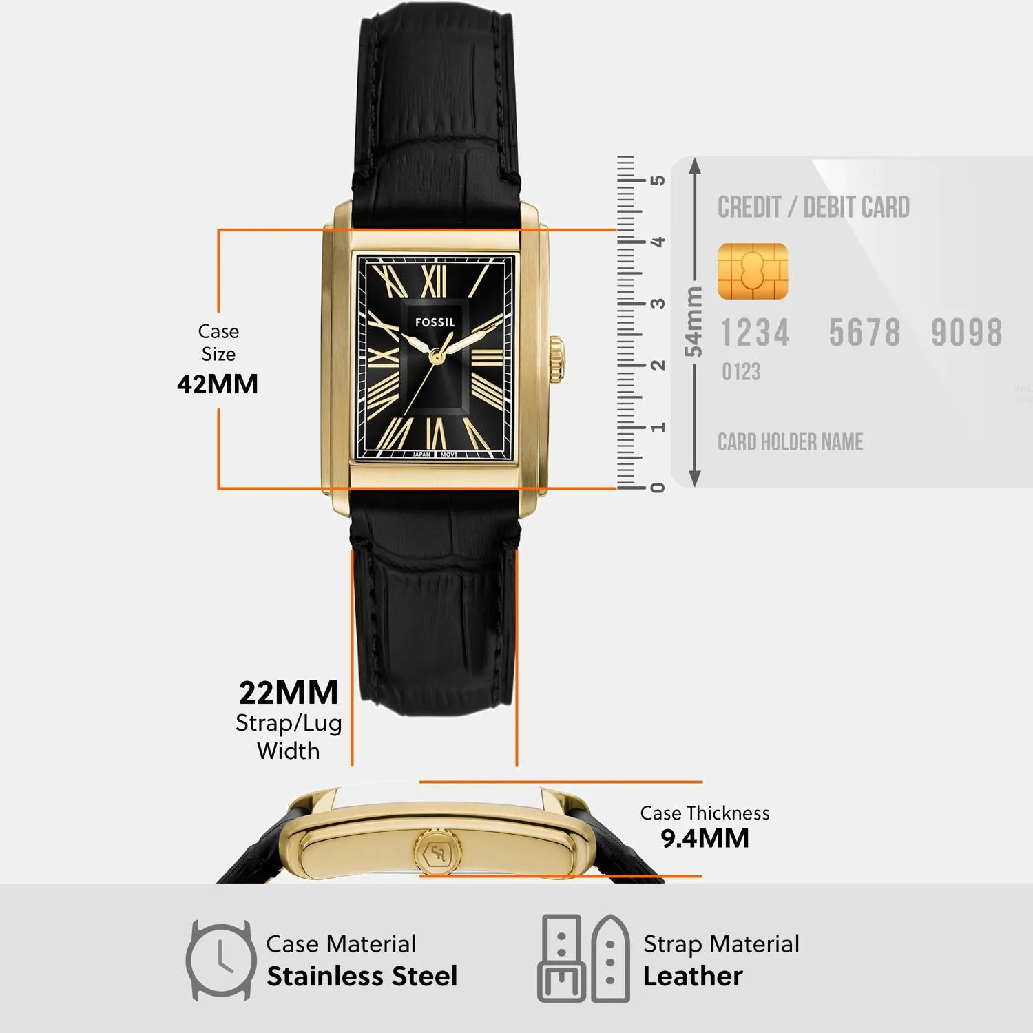 Men Quartz Black Dial Analog Leather Watch FS6091