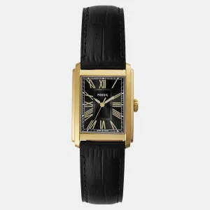 Men Quartz Black Dial Analog Leather Watch FS6091