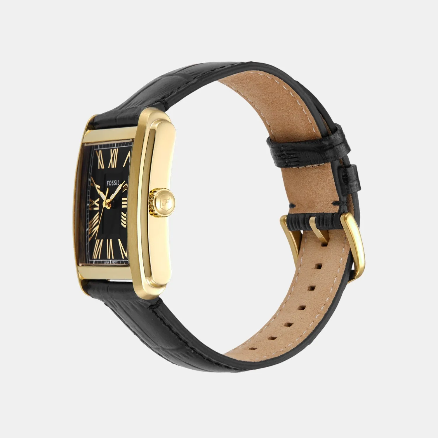 Men Quartz Black Dial Analog Leather Watch FS6091
